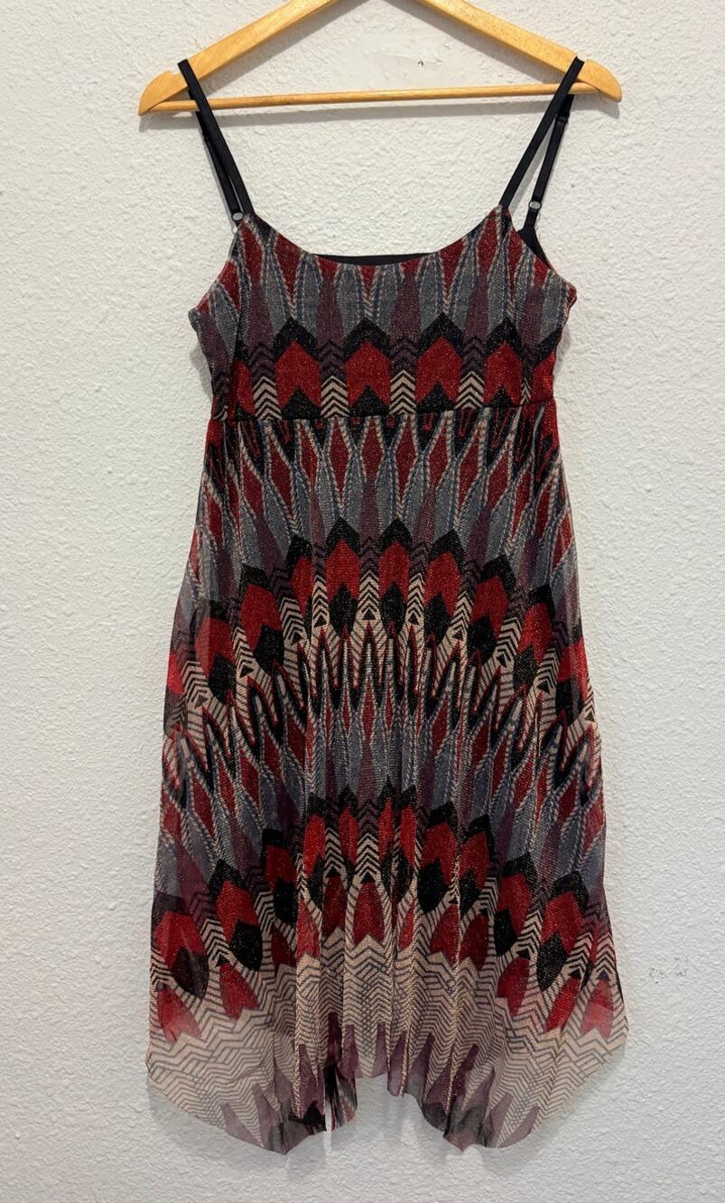 y2k micro mesh midi dress handkerchief metallic geometric whimsygoth made in usa